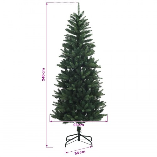 Kunstigt juletræ med kugler og LED-lys 240 cm - varm hvid