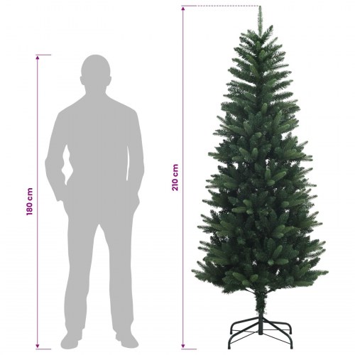 Kunstigt juletræ med kugler og 300 LED'er - 210 cm, varm hvid
