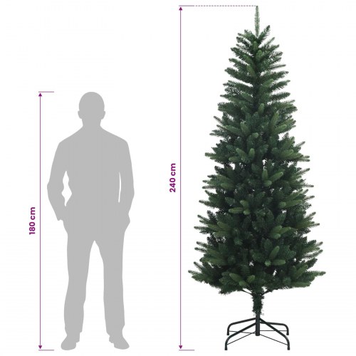 Kunstigt juletræ med kugler og LED-lys 240 cm - varm hvid