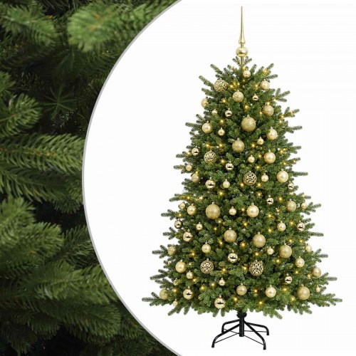 Kunstigt juletræ med julekugler 240 cm - 300 LED varm hvid