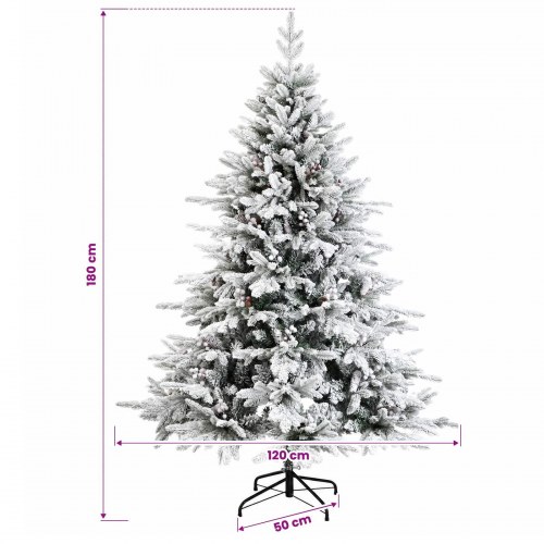 Kunstigt juletræ med julekugler 180 cm - 300 LED