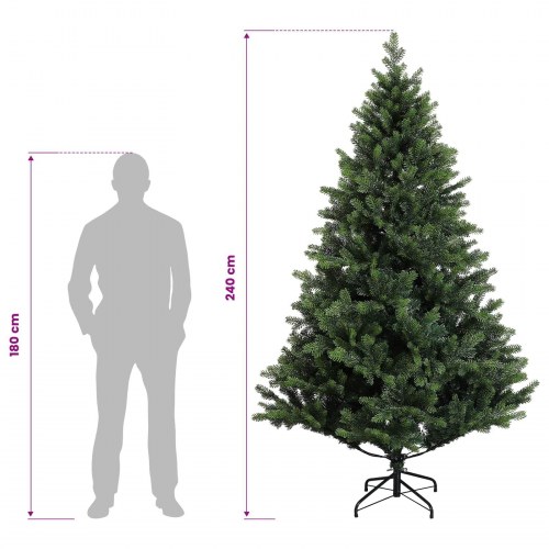 Kunstigt juletræ med julekugler, 300 LED og varm hvidt lys - 240 cm
