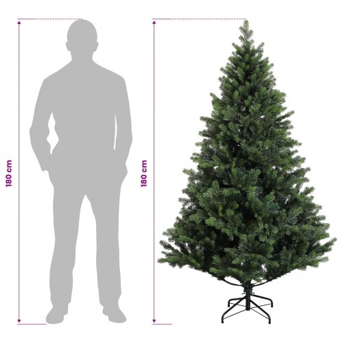 Kunstigt juletræ med kugler og 300 LED - 180 cm, varm hvid