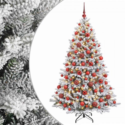 Kunstigt juletræ med kugler og 300 LED - 180 cm, varm hvid