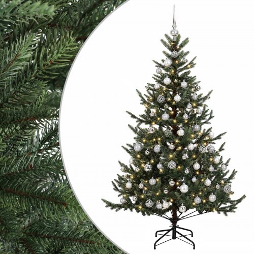 Kunstigt juletræ med julekugler og 300 LED - 240 cm
