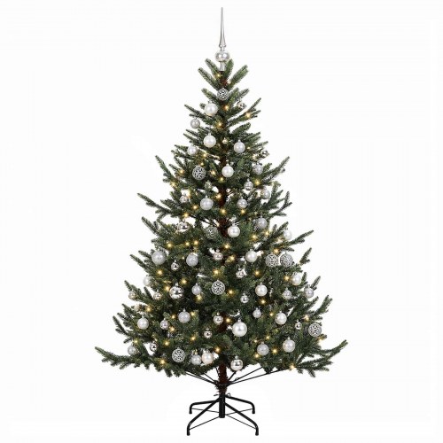 Kunstigt juletræ med julekugler og 300 LED - 240 cm
