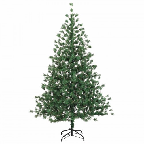 Kunstigt juletræ med julekugler og 300 LED - 240 cm, varm hvid