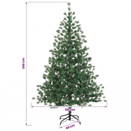 Kunstigt juletræ med julekugler og 300 LED - 240 cm, varm hvid