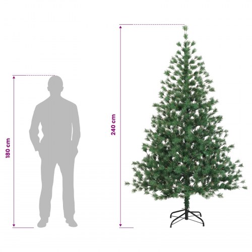 Kunstigt juletræ med julekugler og 300 LED - 240 cm, varm hvid