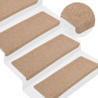 Selvklæbende trappemåtter 15 stk. 65 x 24,5 x 3,5 cm - beige (OUTLET A)