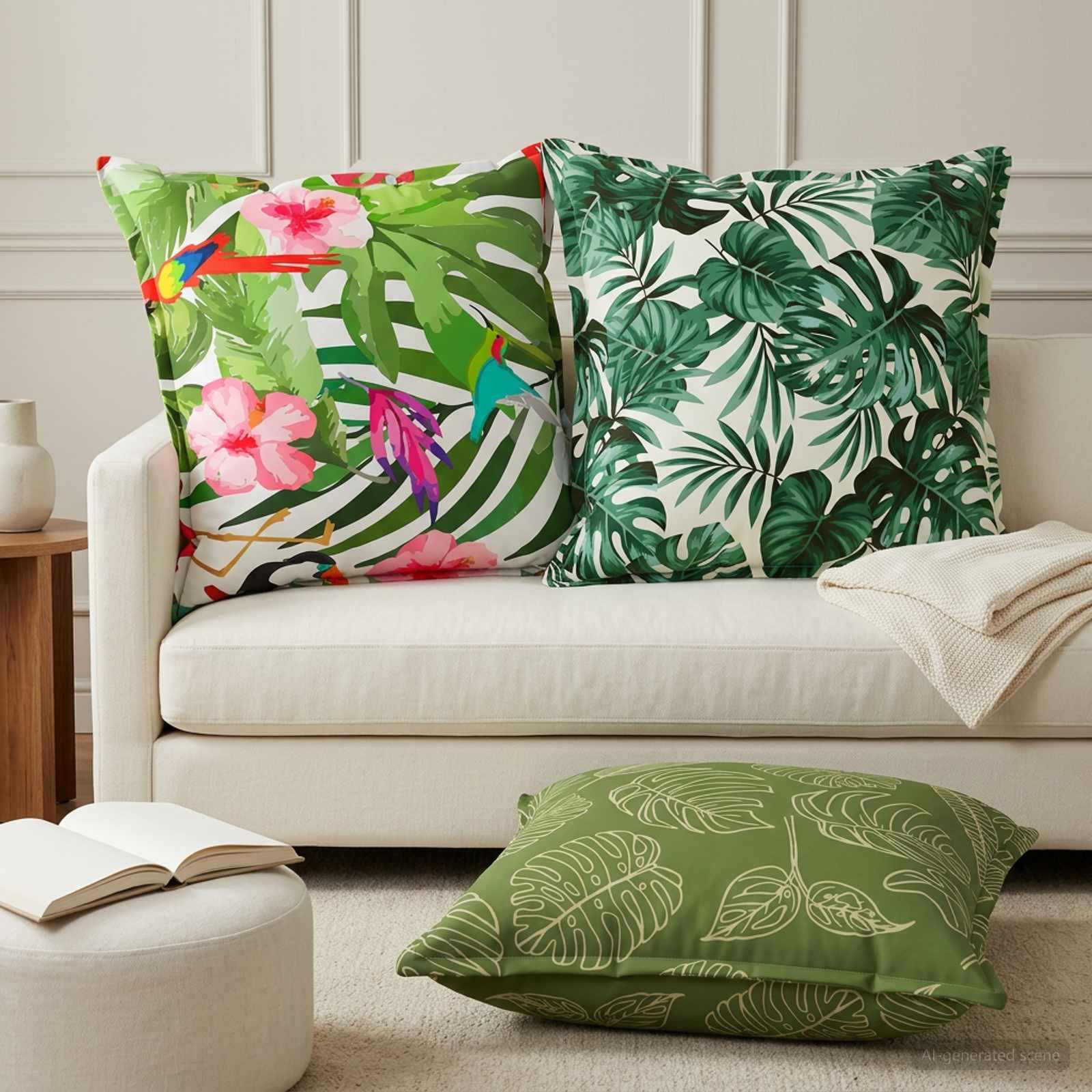 Pyntepuder HOUTEN 2 stk. - flerfarvet 80 x 80 cm