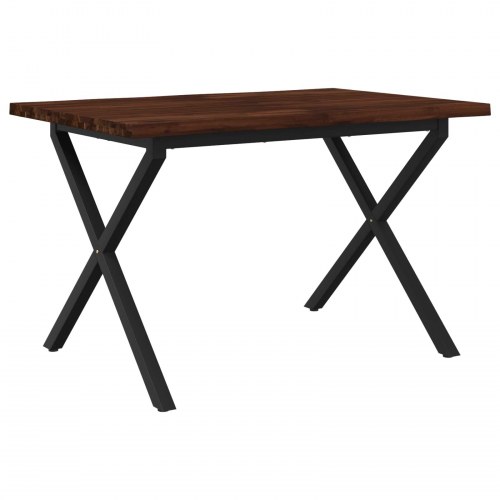 Spisebord med live edge 120 x 70 x 75 cm - mørkebrun/sort
