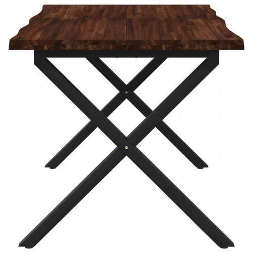 Spisebord med live edge 120 x 70 x 75 cm - mørkebrun/sort