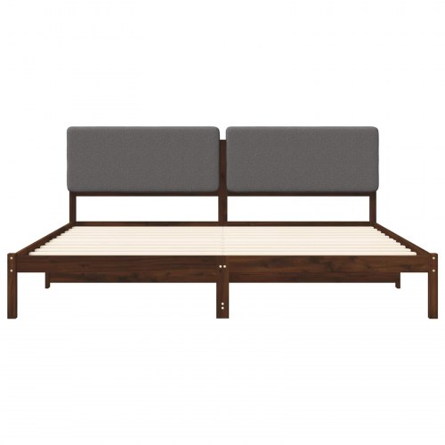 Sengestel med polstret hovedgavl til 180 x 200 cm - mørkebrun/lysegrå