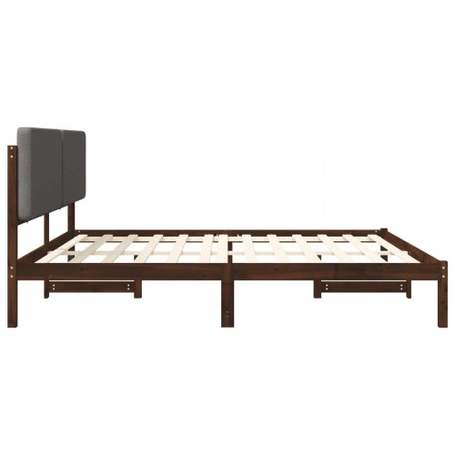 Sengestel med polstret hovedgavl til 180 x 200 cm - mørkebrun/lysegrå