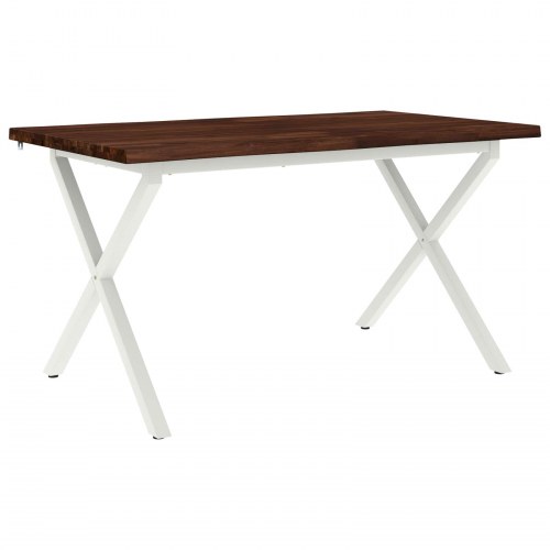 Spisebord med live edge 140 x 70 x 75 cm - mørkebrun/hvid