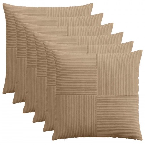 Pudebetræk ALMELO 6 stk. brun 60 x 60 cm i cordfløjl
