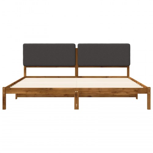 Sengestel 180 x 200 cm med polstret hovedgavl - naturfarvet og mørkegrå