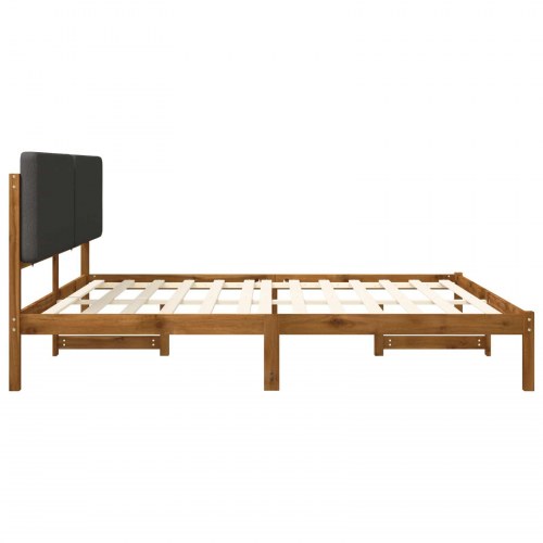 Sengestel 180 x 200 cm med polstret hovedgavl - naturfarvet og mørkegrå