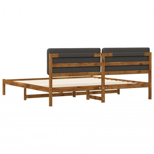 Sengestel 180 x 200 cm med polstret hovedgavl - naturfarvet og mørkegrå