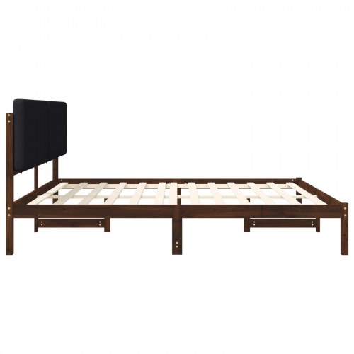 Sengestel med polstret hovedgavl 200 x 200 cm - mørkebrun og sort