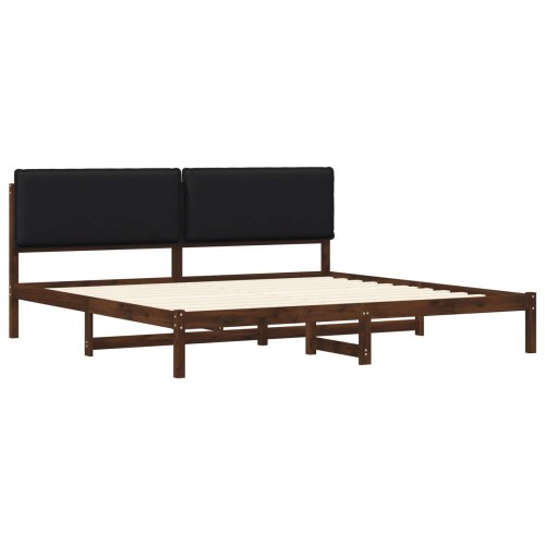 Sengestel med polstret hovedgavl 180 x 200 cm - mørkebrun/sort