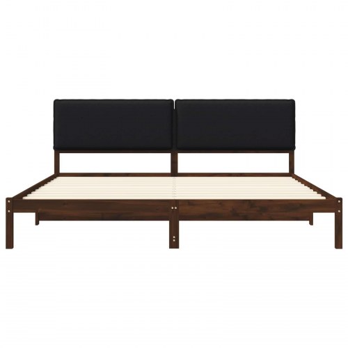 Sengestel med polstret hovedgavl 180 x 200 cm - mørkebrun/sort