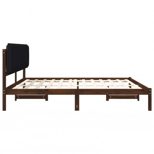 Sengestel med polstret hovedgavl 180 x 200 cm - mørkebrun/sort