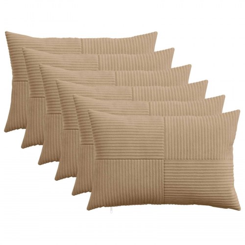 Pudebetræk ALMELO 6 stk. - brun cordfløjl 30 x 50 cm