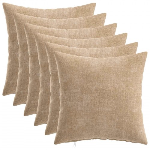 Pyntepuder 6 stk. gråbrun 50 x 50 cm chenille