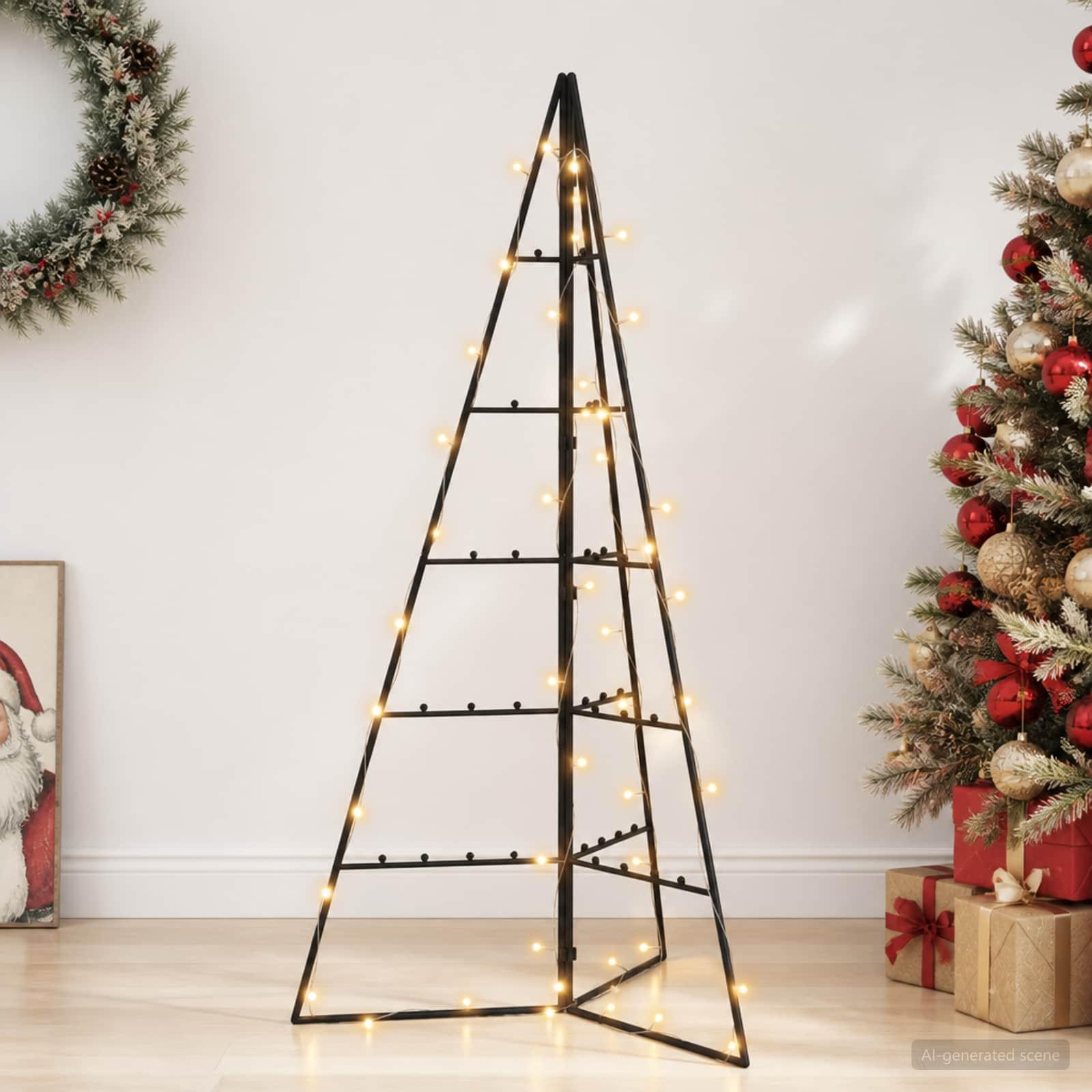 Metaljuletræ med LED KUOPIO 100 cm - sort/varm hvid