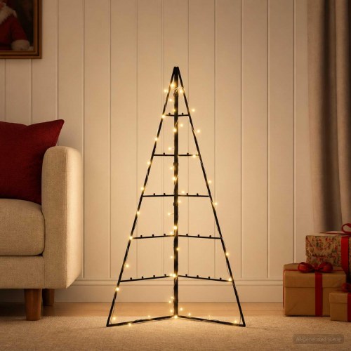 Metaljuletræ med LED KUOPIO 100 cm - sort/varm hvid