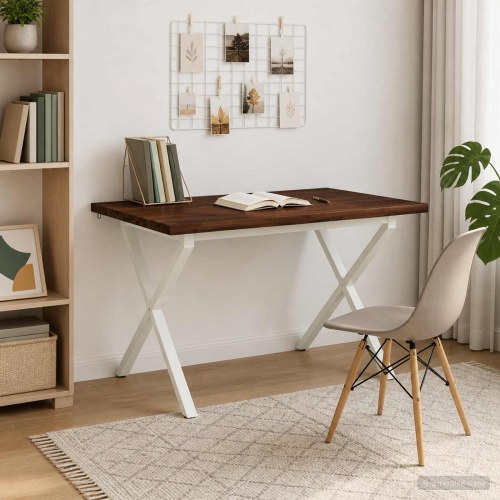 Spisebord med live edge 110 x 55 x 75 cm - akacietræ/hvid