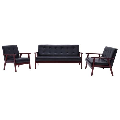 3 personers sofa kunstlæder sort