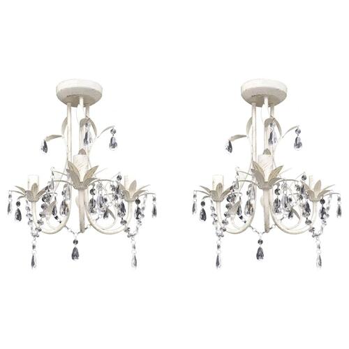 Krystallysekroner 2 stk. elegant hvid