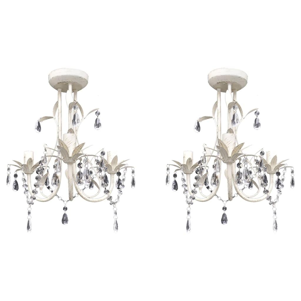 Krystallysekroner 2 stk. elegant hvid