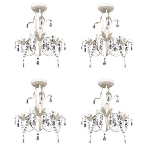 Krystallysekroner 4 stk. elegant hvid