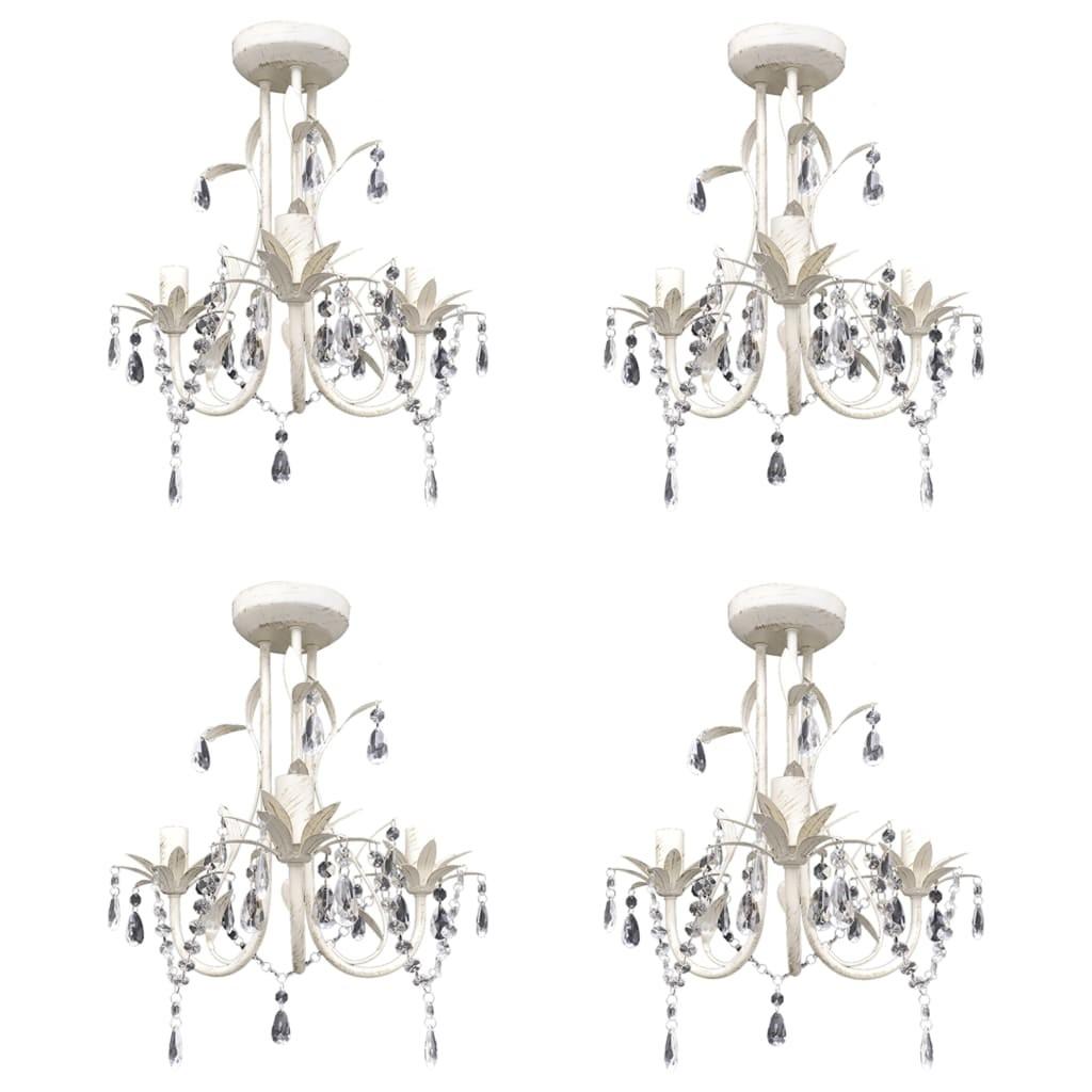 Krystallysekroner 4 stk. elegant hvid