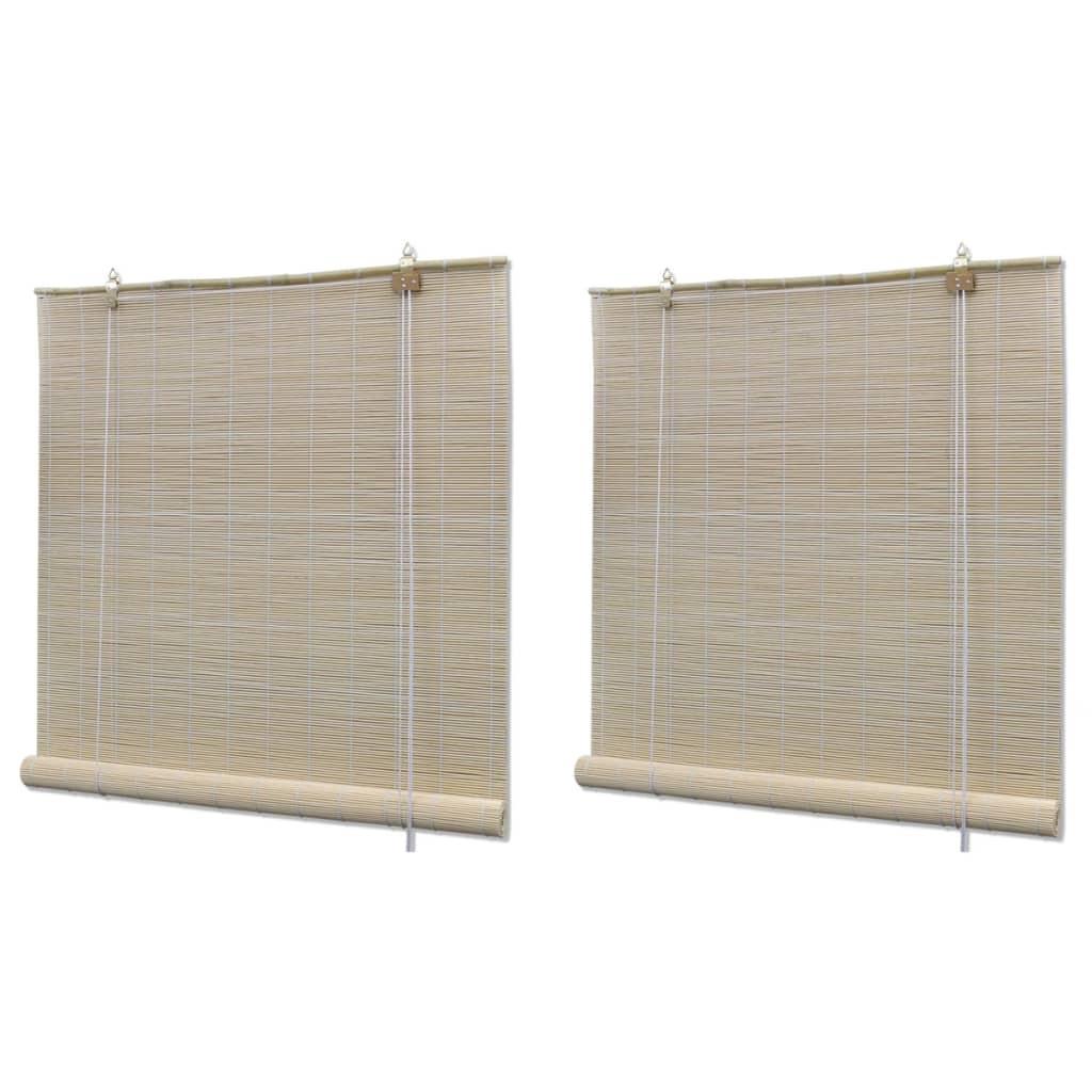 Rullegardiner 2 stk. 120x160 cm naturlig bambus