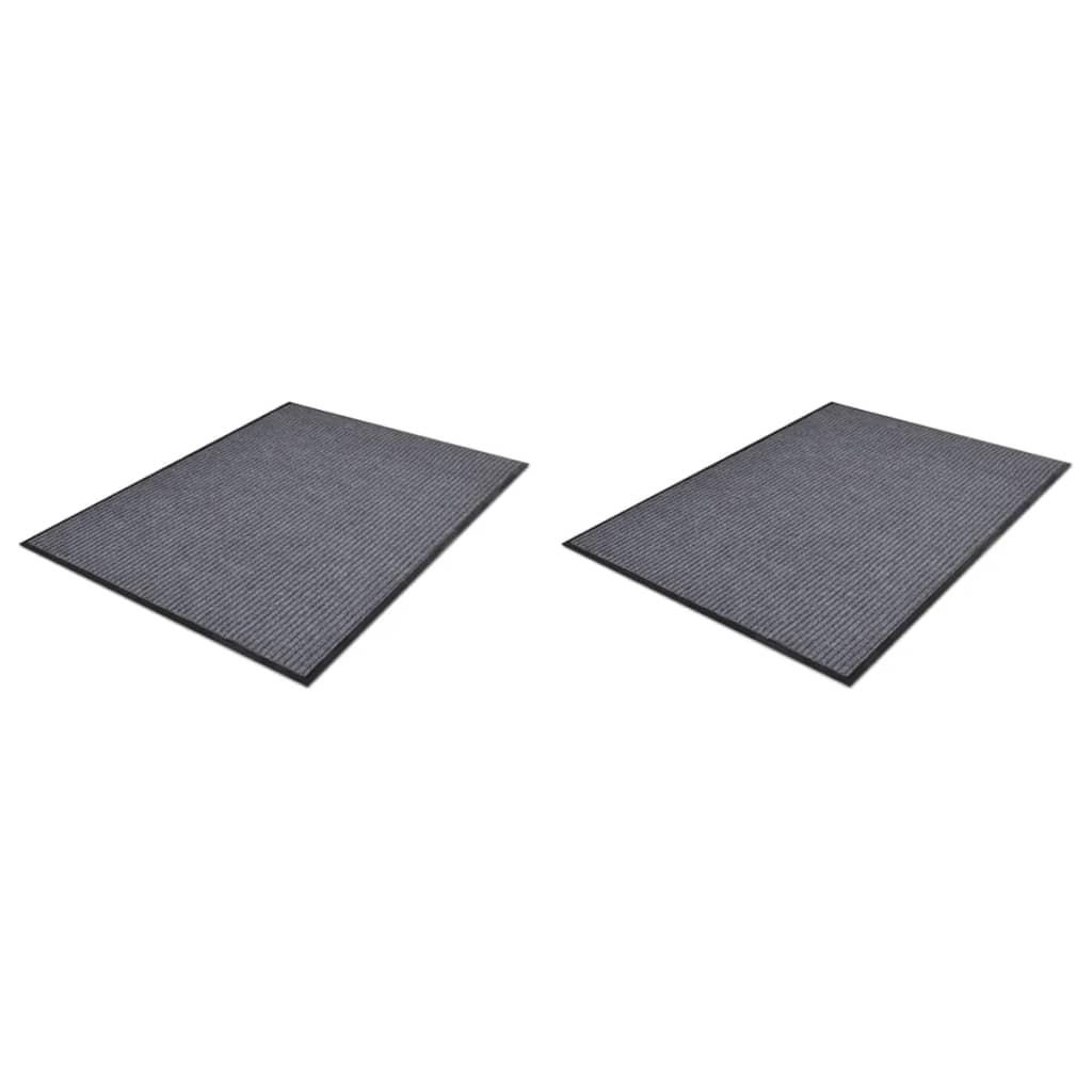 Dørmåtter 2 stk. 90 x 60 cm PVC grå