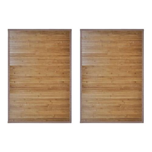 Bademåtter 2 stk. 60 x 90 cm bambus brun
