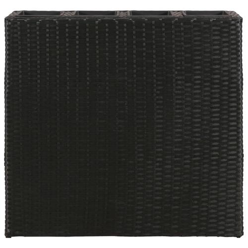 Plantekasse med 4 krukker 2 stk. polyrattan sort