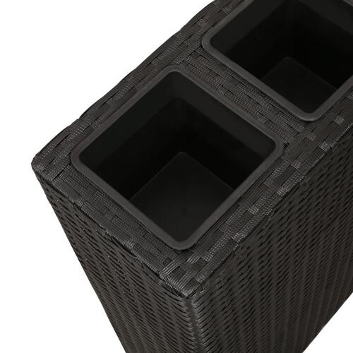 Plantekasse med 4 krukker 2 stk. polyrattan sort