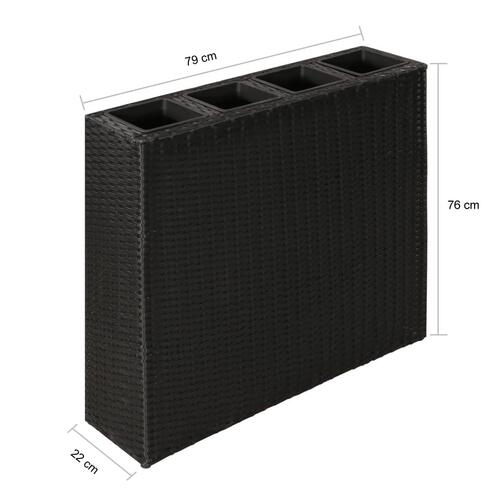 Plantekasse med 4 krukker 2 stk. polyrattan sort