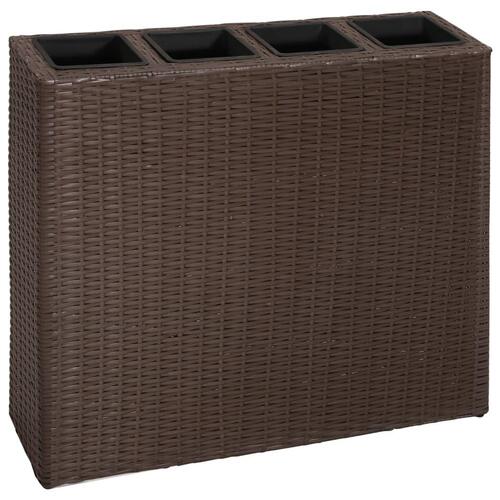 Plantekasser med 4 krukker 2 stk. polyrattan brun