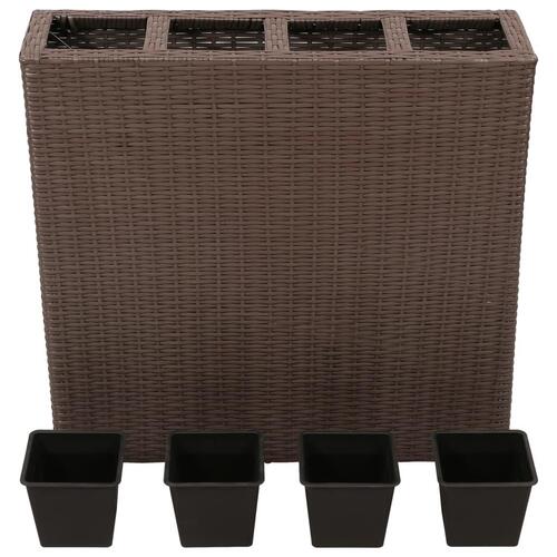 Plantekasser med 4 krukker 2 stk. polyrattan brun