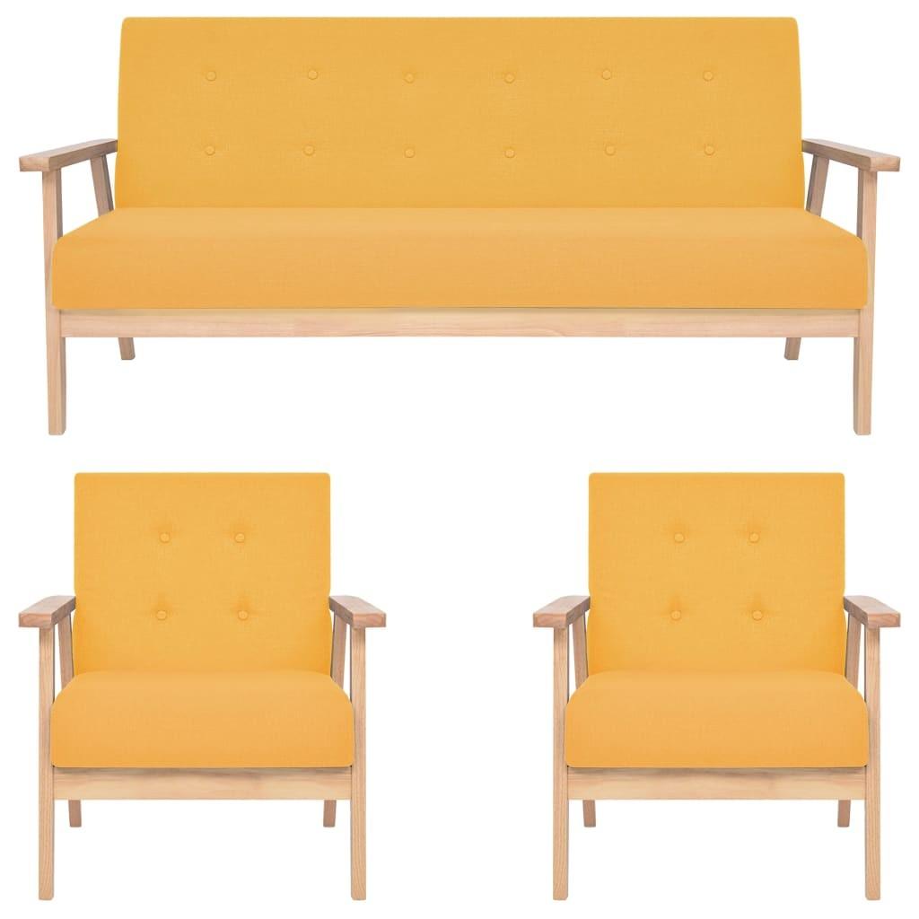 Sofasæt i 3 dele stof gul