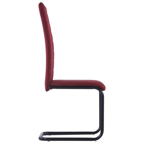 Spisebordsstole med cantilever 6 stk. stof vinrød