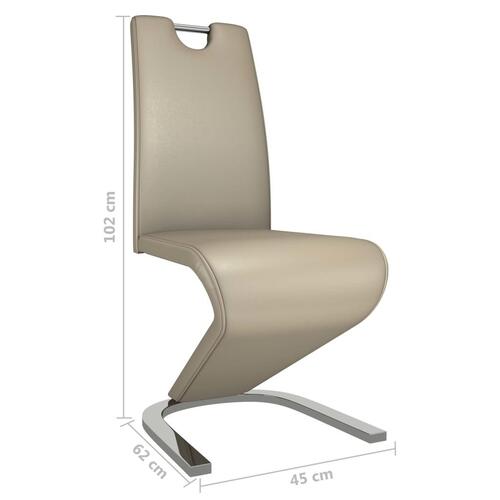Spisebordsstole zigzagform 6 stk. kunstlæder cappuccinofarvet