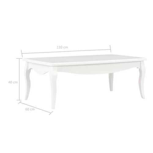 Sofabord 110x60x40 cm massivt fyrretræ hvid